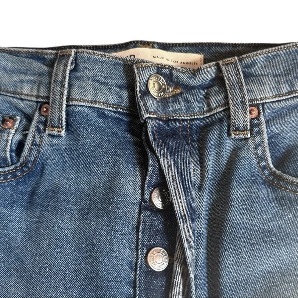 GRLFRND Piper High Rise Straight Jeans Prospect Park Wash Size 27 Distressed NWT